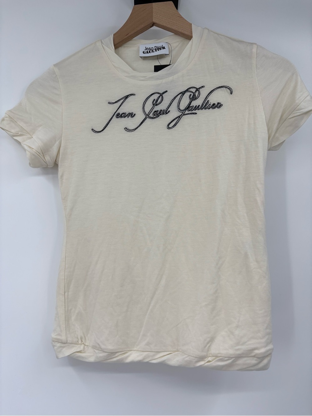 Jean Paul Gaultier Tattoo Logo Baby Tee Wings Ivory XS NWT Designer - Picture 9 of 14